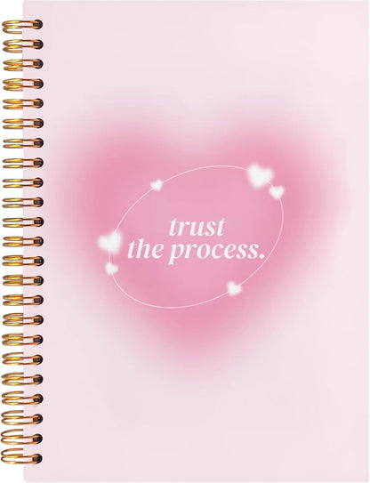 Preppy Positive Pink Trust the Process Notebook Journal for Women,Y2K Notebook Journal,Aesthetic Spiral Notebook,Hardcover 5.5x8.3