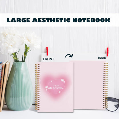 Preppy Positive Pink Trust the Process Notebook Journal for Women,Y2K Notebook Journal,Aesthetic Spiral Notebook,Hardcover 5.5x8.3