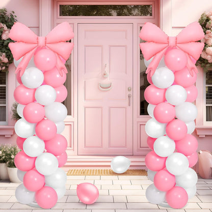 Bow Balloon Column Stand Set of 2, Pink,White