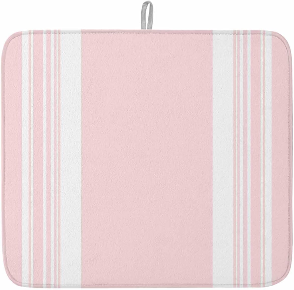 Pink Striped Dish Drying Mat 1 Pack, Modern Classic Stripe Rustic Farmhouse Country Absorbent Heat Insulating Kitchen Drying Pad Drainer Mats for Sink Counter Pot Dishes 16 X 18 Inch