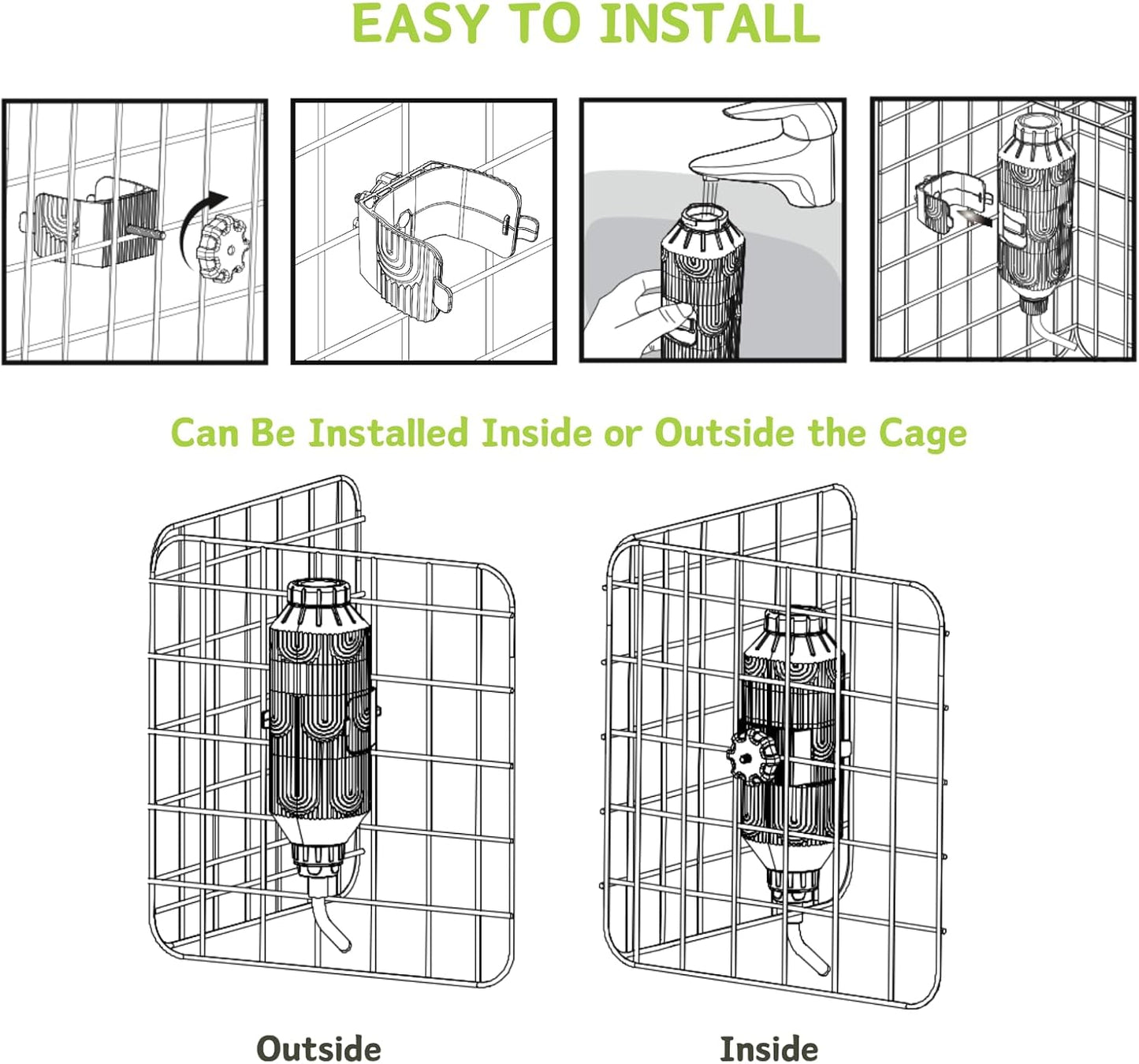 Pet Water Bottle [S17, 17oz] Hanging Dog Water Dispenser Kennel Plastic Drinker Kettle Feeder BPA Free Cage Crate Hutch Puppy Cat Rabbit (Guniea Pigs-Small Bunnies-Chinchillas)