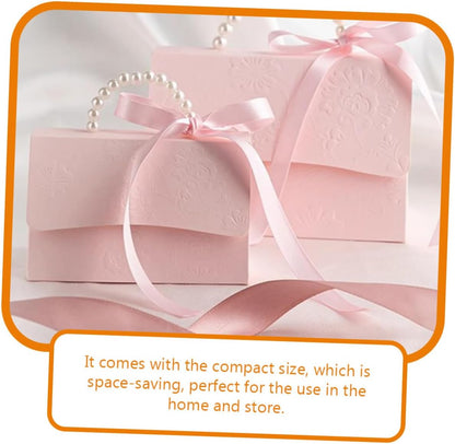 TEHAUX Small and Medium Pink Wrapping Boxes Set with Embossed Flower Pattern and Pearl Chain, Decorative Paper Packaging for Wedding Favors and Party Presents