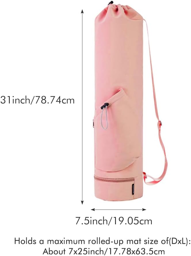 Yoga Mat Bag w/Water Bottle Pocket & Wet Pocket for Women