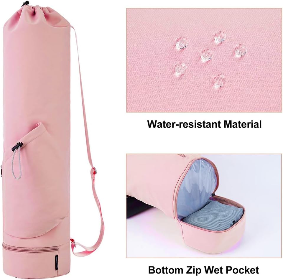 Yoga Mat Bag w/Water Bottle Pocket & Wet Pocket for Women