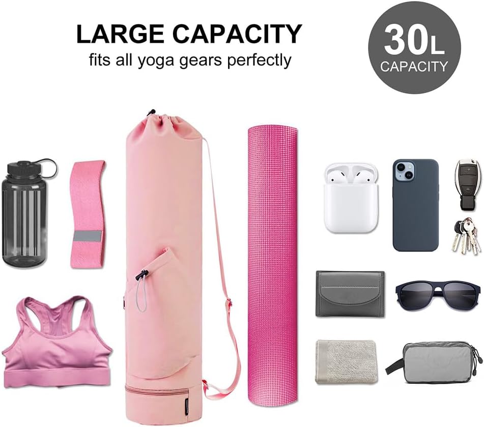 Yoga Mat Bag w/Water Bottle Pocket & Wet Pocket for Women