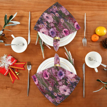 Blueangle Pink Wild Flowers Cloth Napkins, Set of 1,20x20 Inch Heavy Duty Fabric for Holiday Parties & Dinner Table Decor（3）