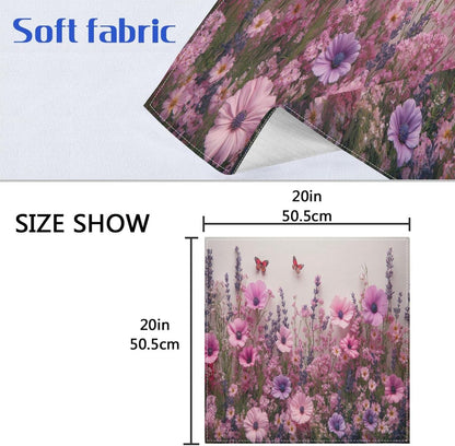 Blueangle Pink Wild Flowers Cloth Napkins, Set of 1,20x20 Inch Heavy Duty Fabric for Holiday Parties & Dinner Table Decor（3）