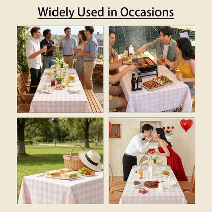 Gingham Tablecloth Rectangular Tassels Picnic Table Cover 55”x 70”