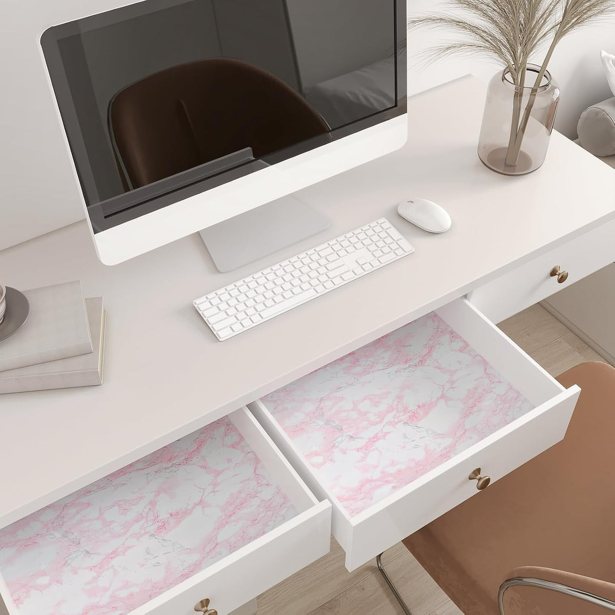 Pink Marble Contact Paper for Countertops 12"x100" Vinyl Wrap