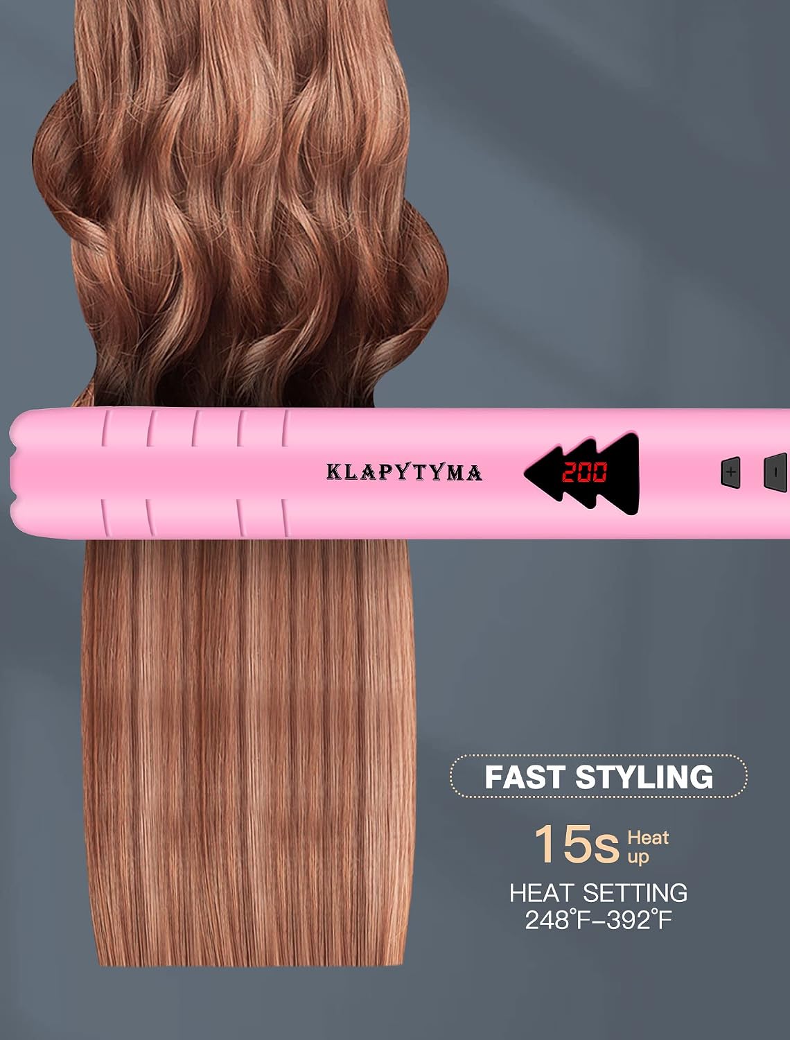 Lightweight 2 in 1 Hair Straightener & Curler, Titanium 3D Floating Plates 15s Instant Heating, Negative Ion Tech for Smooth Hair, Mini Portable with Pouch & Anti-Scald Glove, Pink