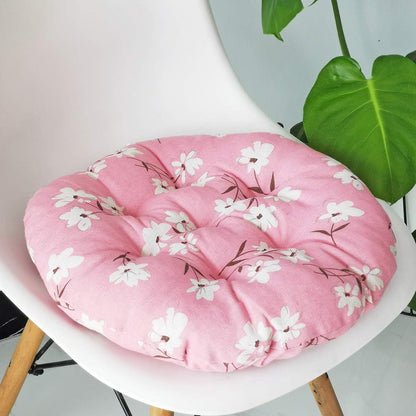 Bohemian Soft Round Chair Pad Garden Patio Home Kitchen Office Seat Cushion Flower Pink Diameter 16"