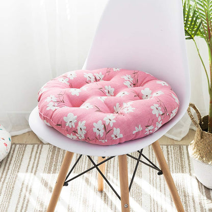 Bohemian Soft Round Chair Pad Garden Patio Home Kitchen Office Seat Cushion Flower Pink Diameter 16"