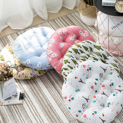 Bohemian Soft Round Chair Pad Garden Patio Home Kitchen Office Seat Cushion Flower Pink Diameter 16"