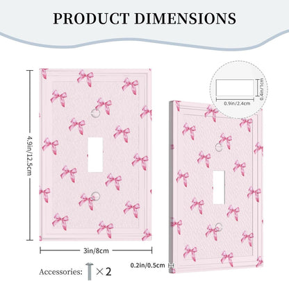 Pink Bow Cute Girls Light Switch Cover Outlet Covers Wall Plate Decorative Electrical Receptacle Switchplate Faceplate for Bedroom Home Bathroom