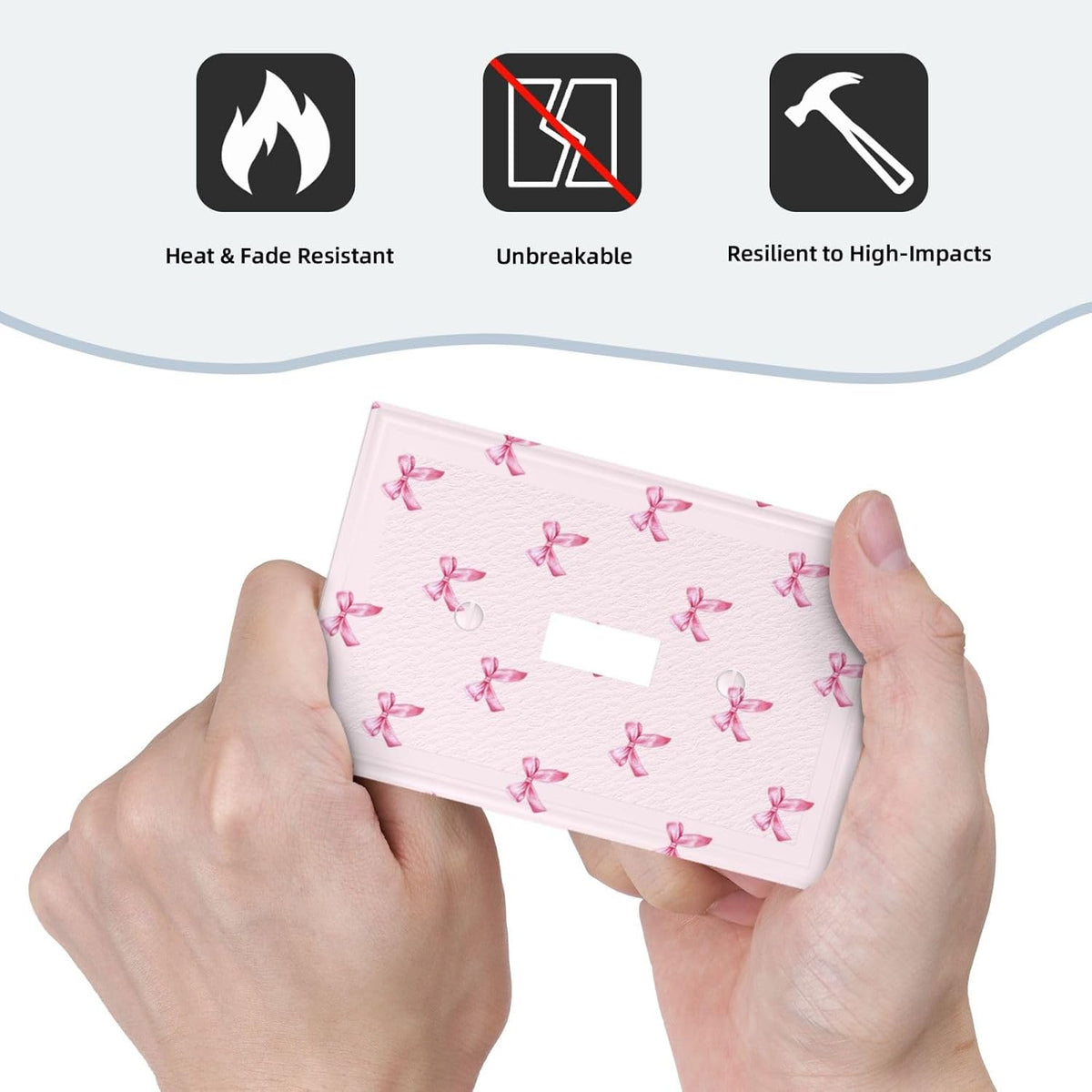 Pink Bow Cute Girls Light Switch Cover Outlet Covers Wall Plate Decorative Electrical Receptacle Switchplate Faceplate for Bedroom Home Bathroom
