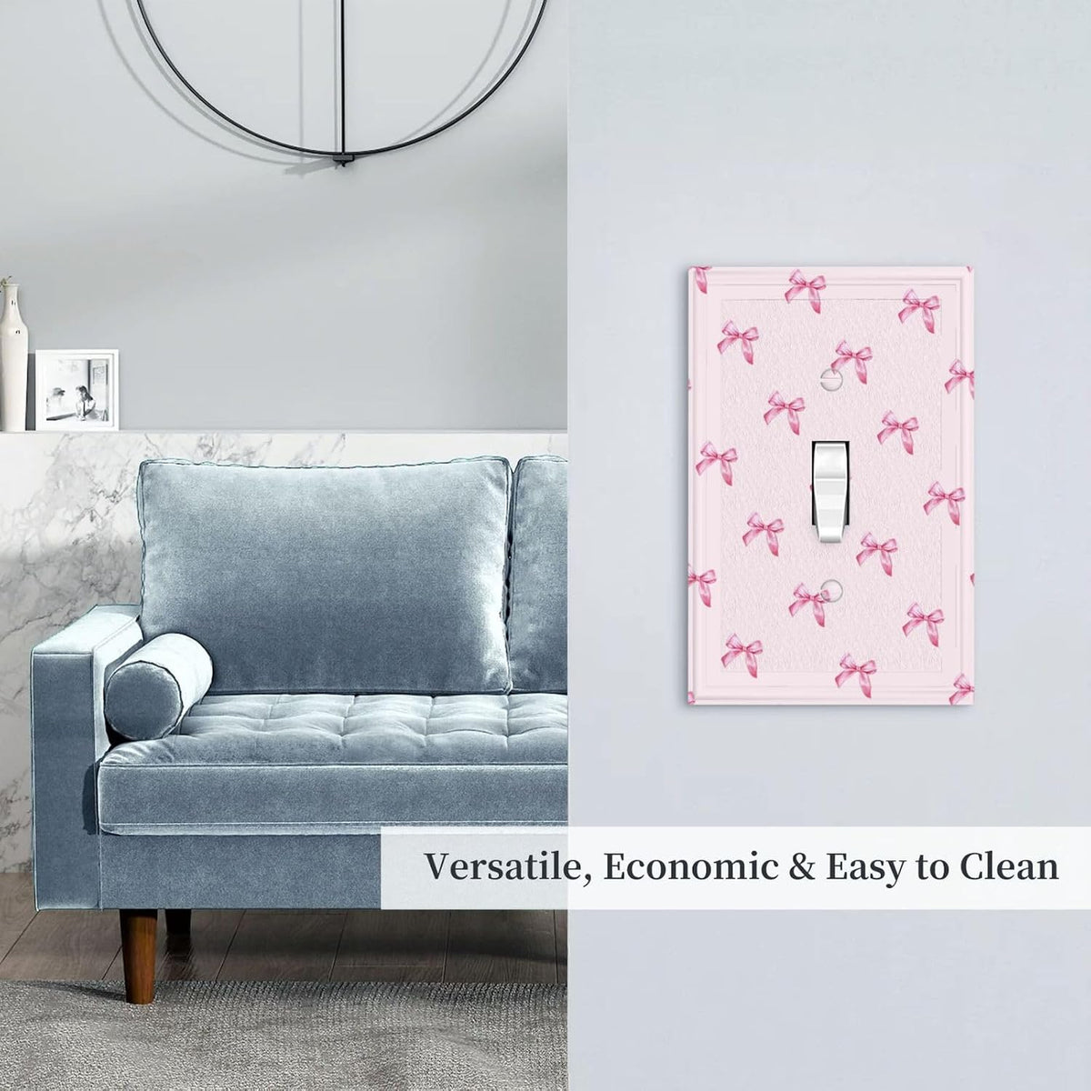 Pink Bow Cute Girls Light Switch Cover Outlet Covers Wall Plate Decorative Electrical Receptacle Switchplate Faceplate for Bedroom Home Bathroom