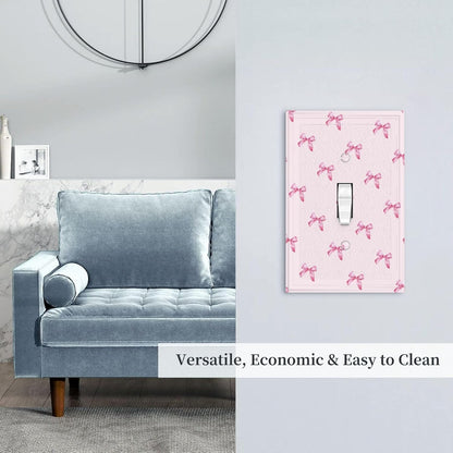 Pink Bow Cute Girls Light Switch Cover Outlet Covers Wall Plate Decorative Electrical Receptacle Switchplate Faceplate for Bedroom Home Bathroom