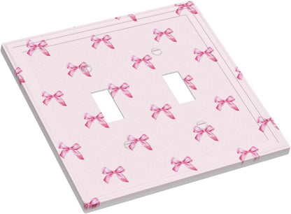 Pink Bow Cute Girls Light Switch Cover Outlet Covers Wall Plate Decorative Electrical Receptacle Switchplate Faceplate for Bedroom Home Bathroom