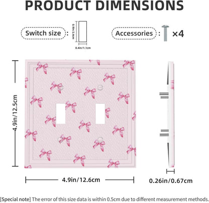 Pink Bow Cute Girls Light Switch Cover Outlet Covers Wall Plate Decorative Electrical Receptacle Switchplate Faceplate for Bedroom Home Bathroom