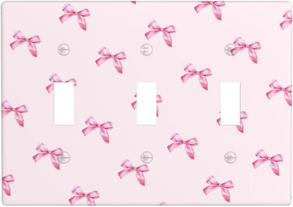Pink Bow Cute Girls Light Switch Cover Outlet Covers Wall Plate Decorative Electrical Receptacle Switchplate Faceplate for Bedroom Home Bathroom