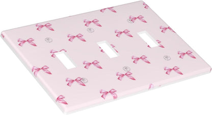 Pink Bow Cute Girls Light Switch Cover Outlet Covers Wall Plate Decorative Electrical Receptacle Switchplate Faceplate for Bedroom Home Bathroom