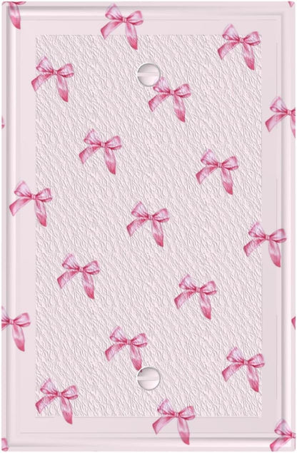 Pink Bow Cute Girls Light Switch Cover Outlet Covers Wall Plate Decorative Electrical Receptacle Switchplate Faceplate for Bedroom Home Bathroom