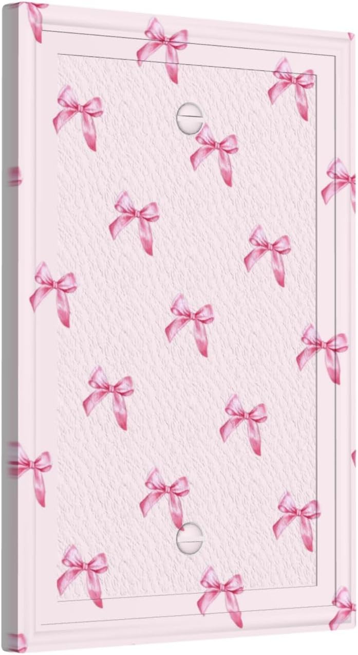 Pink Bow Cute Girls Light Switch Cover Outlet Covers Wall Plate Decorative Electrical Receptacle Switchplate Faceplate for Bedroom Home Bathroom