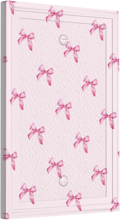 Pink Bow Cute Girls Light Switch Cover Outlet Covers Wall Plate Decorative Electrical Receptacle Switchplate Faceplate for Bedroom Home Bathroom