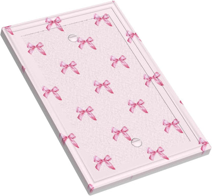 Pink Bow Cute Girls Light Switch Cover Outlet Covers Wall Plate Decorative Electrical Receptacle Switchplate Faceplate for Bedroom Home Bathroom