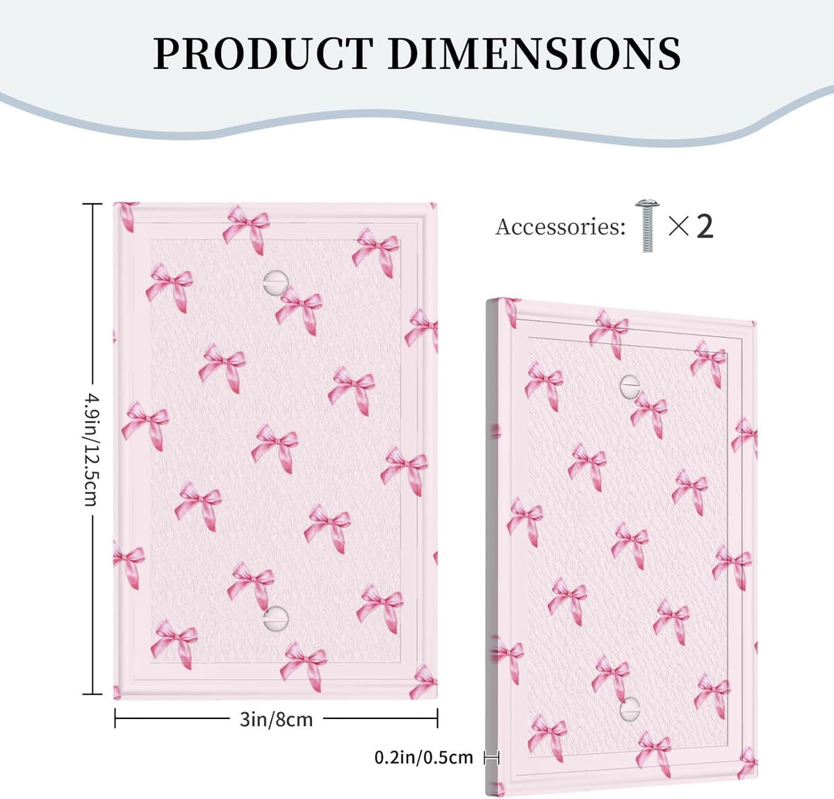 Pink Bow Cute Girls Light Switch Cover Outlet Covers Wall Plate Decorative Electrical Receptacle Switchplate Faceplate for Bedroom Home Bathroom
