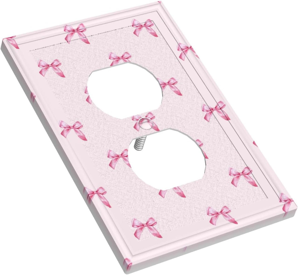 Pink Bow Cute Girls Light Switch Cover Outlet Covers Wall Plate Decorative Electrical Receptacle Switchplate Faceplate for Bedroom Home Bathroom
