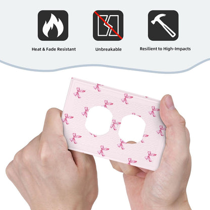 Pink Bow Cute Girls Light Switch Cover Outlet Covers Wall Plate Decorative Electrical Receptacle Switchplate Faceplate for Bedroom Home Bathroom