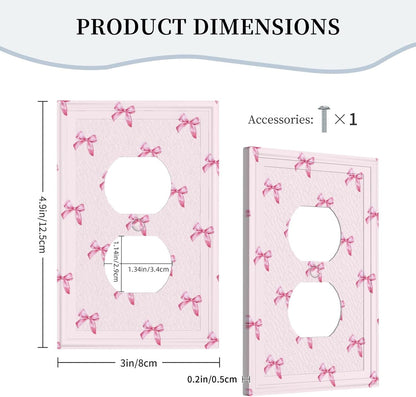 Pink Bow Cute Girls Light Switch Cover Outlet Covers Wall Plate Decorative Electrical Receptacle Switchplate Faceplate for Bedroom Home Bathroom