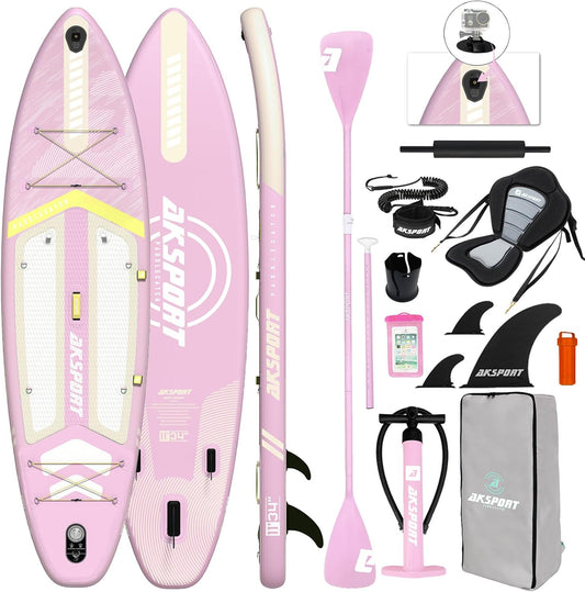 11' Inflatable Stand-Up Paddle Board with Upgraded SUP Accessories Kit | Extra Wide 34" Design | Non-Slip Deck | Premium SUP Board for Adults & Youth of All Levels