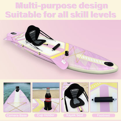 11' Inflatable Stand-Up Paddle Board with Upgraded SUP Accessories Kit | Extra Wide 34" Design | Non-Slip Deck | Premium SUP Board for Adults & Youth of All Levels