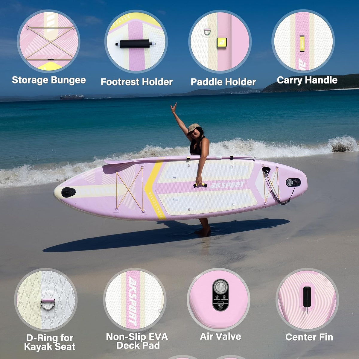 11' Inflatable Stand-Up Paddle Board with Upgraded SUP Accessories Kit | Extra Wide 34" Design | Non-Slip Deck | Premium SUP Board for Adults & Youth of All Levels