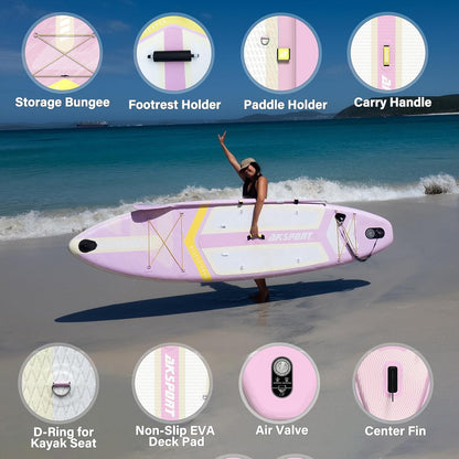 11' Inflatable Stand-Up Paddle Board with Upgraded SUP Accessories Kit | Extra Wide 34" Design | Non-Slip Deck | Premium SUP Board for Adults & Youth of All Levels