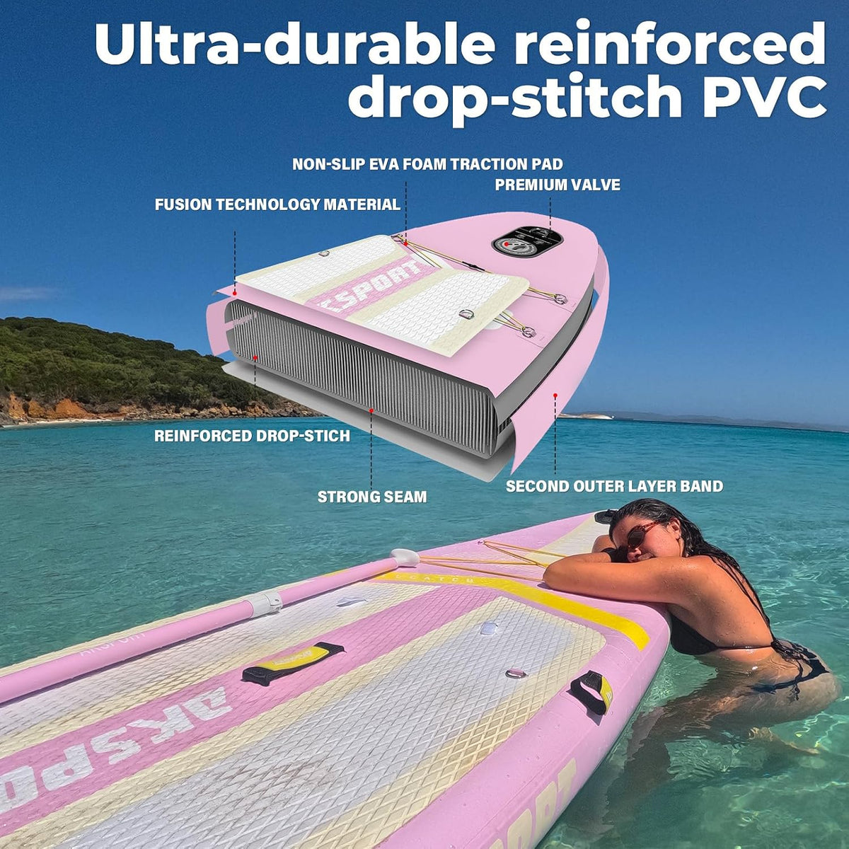 11' Inflatable Stand-Up Paddle Board with Upgraded SUP Accessories Kit | Extra Wide 34" Design | Non-Slip Deck | Premium SUP Board for Adults & Youth of All Levels