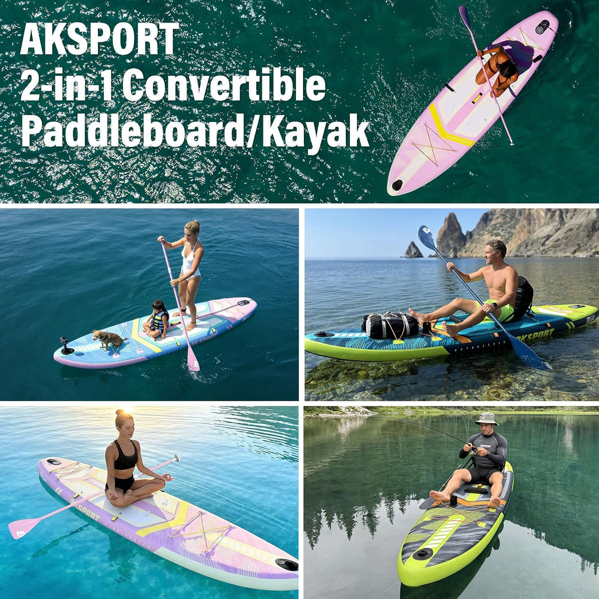 11' Inflatable Stand-Up Paddle Board with Upgraded SUP Accessories Kit | Extra Wide 34" Design | Non-Slip Deck | Premium SUP Board for Adults & Youth of All Levels