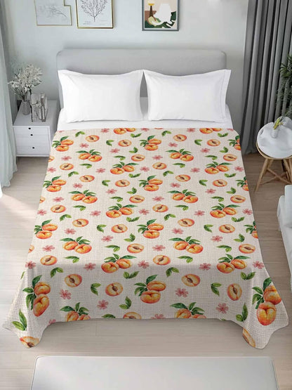 Flat Sheet Only Bedding Top Sheet Twin Summer Peaches Pink Flower Soft Microfiber Breathable Bed Sheets, Retro Floral on Linen Flat Sheets for Bedroom Sofa Men/Women