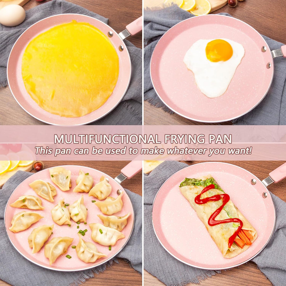 Nonstick Frying Pan Set，3 Piece Pots and Pans Set Nonstick，Pink Kitchen Cookware Sets with Non Stick Pan Coating,10 Inch,8 Inch and 6 Inch Non Stick Cooking Set Suitable for All Stoves (Pink)
