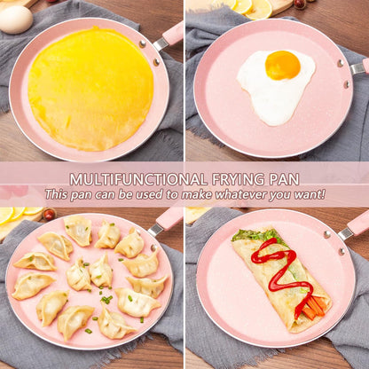 Nonstick Frying Pan Set，3 Piece Pots and Pans Set Nonstick，Pink Kitchen Cookware Sets with Non Stick Pan Coating,10 Inch,8 Inch and 6 Inch Non Stick Cooking Set Suitable for All Stoves (Pink)