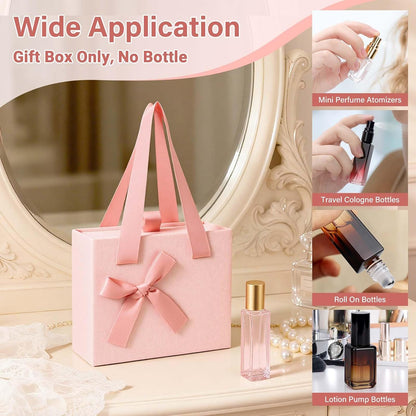 4.7x3.9x2'' Small Drawer Pink Gift Box for Presents, Empty Mini Gift Box for Women Men, Mini Decorative Storage Case with Ribbon for Gifts, Pink Packaging Wrap Paper Boxes for Travel Bottles