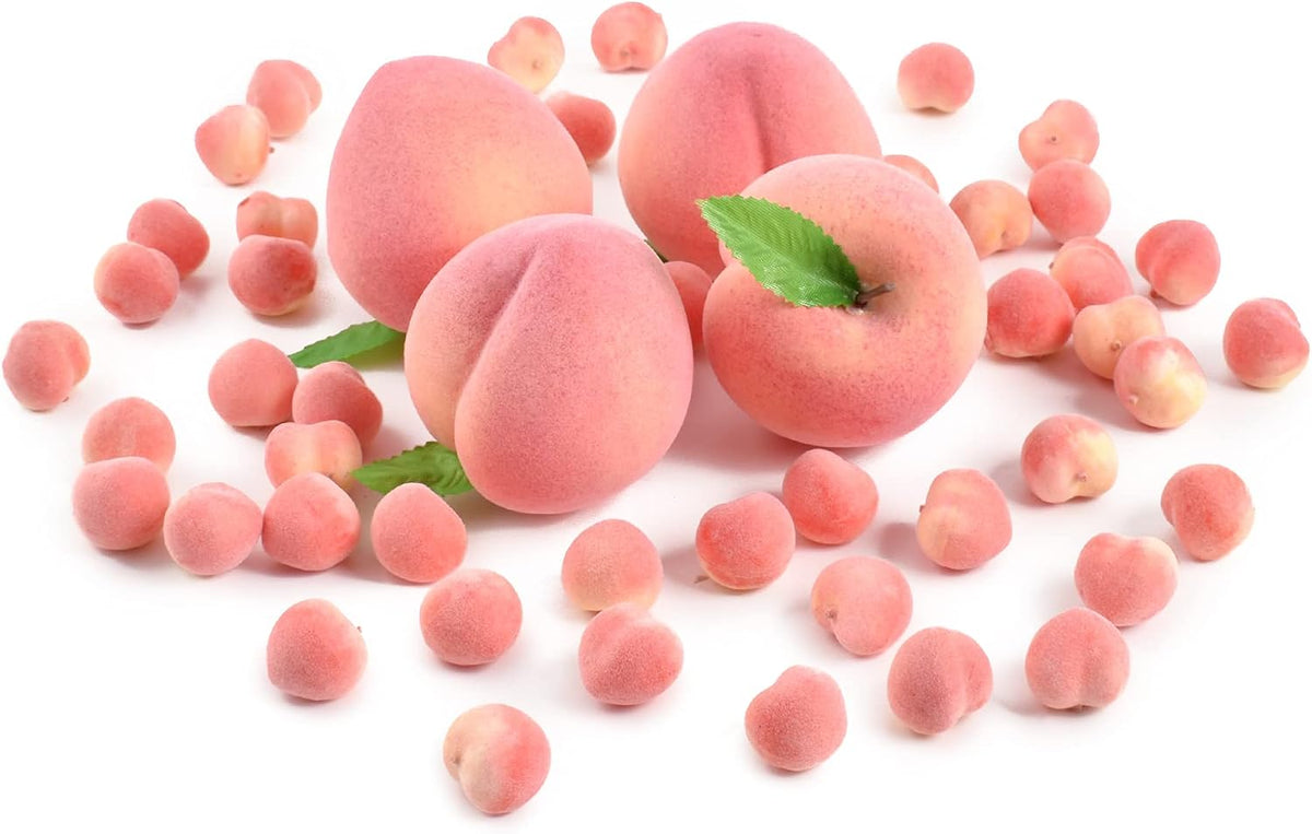 Artificial Peach, Simulation Pink Peach Fake Fruit Mini Lifelike Peach Large Fake Peach Model Home House Kitchen Party Decoration Desk Ornament (54pcs)