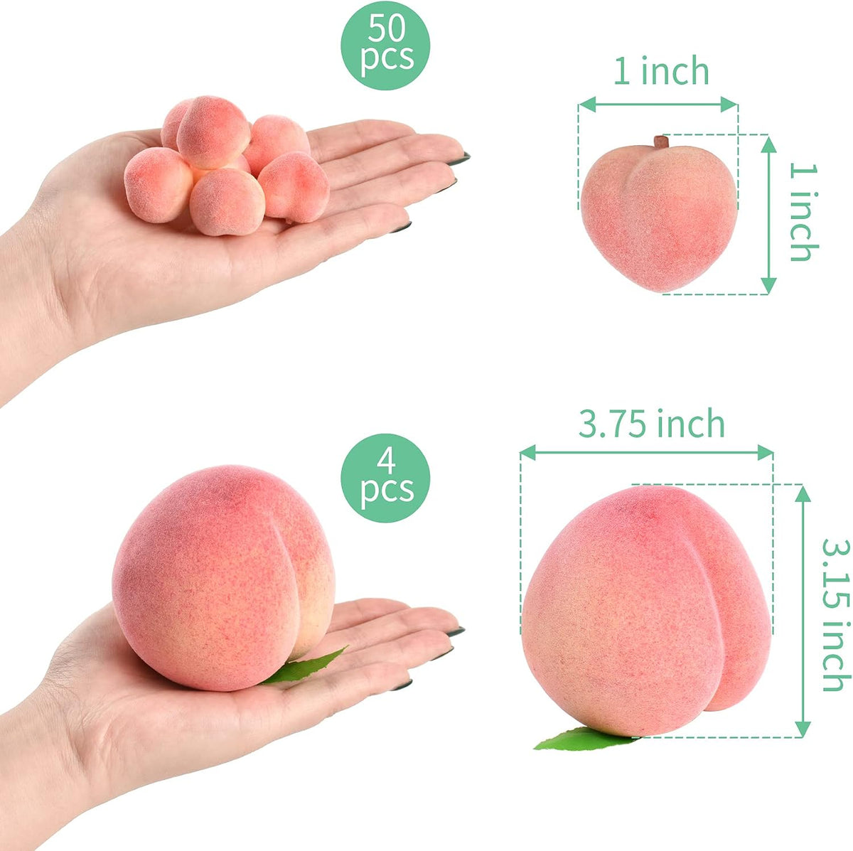 Artificial Peach, Simulation Pink Peach Fake Fruit Mini Lifelike Peach Large Fake Peach Model Home House Kitchen Party Decoration Desk Ornament (54pcs)