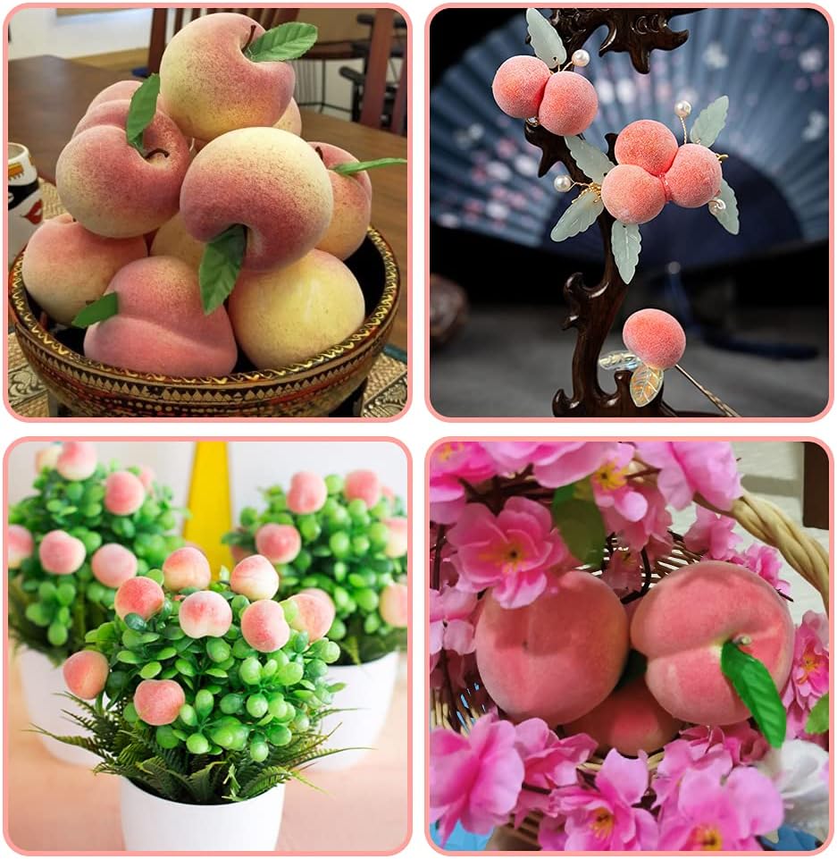 Artificial Peach, Simulation Pink Peach Fake Fruit Mini Lifelike Peach Large Fake Peach Model Home House Kitchen Party Decoration Desk Ornament (54pcs)