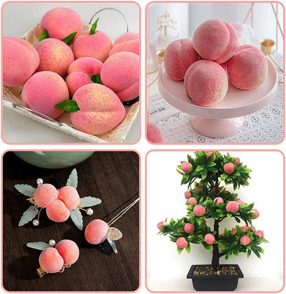 Artificial Peach, Simulation Pink Peach Fake Fruit Mini Lifelike Peach Large Fake Peach Model Home House Kitchen Party Decoration Desk Ornament (54pcs)