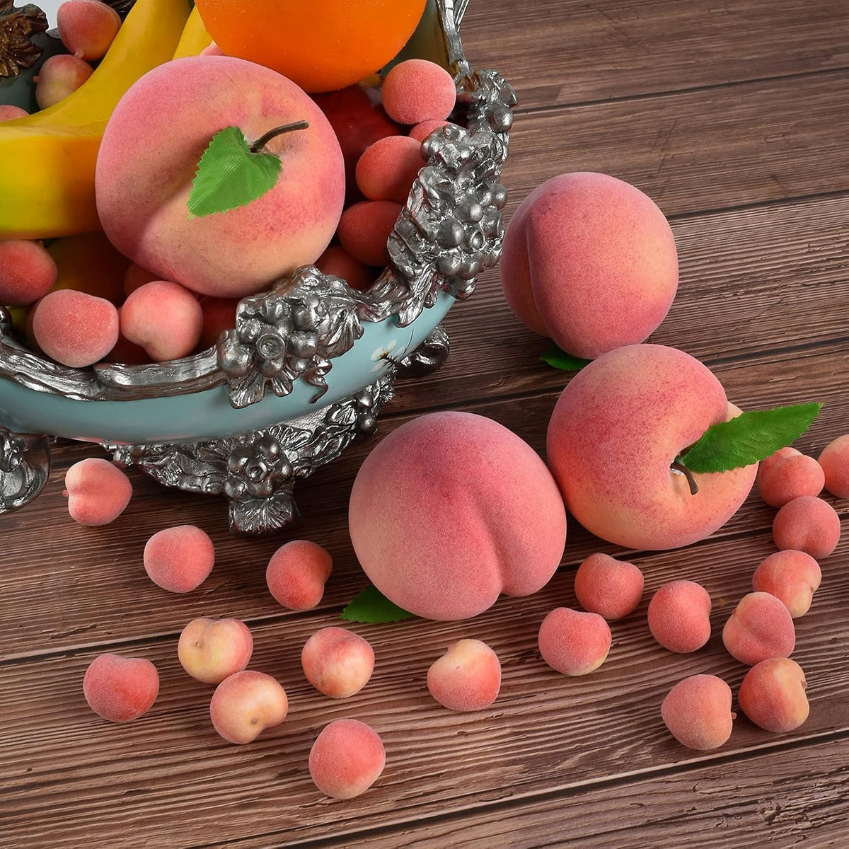 Artificial Peach, Simulation Pink Peach Fake Fruit Mini Lifelike Peach Large Fake Peach Model Home House Kitchen Party Decoration Desk Ornament (54pcs)