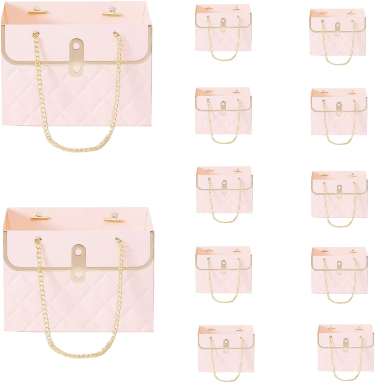 LONG XIN SERIES 12PCS Pink Cardboard Wrapping Gift Bags for Bouquets