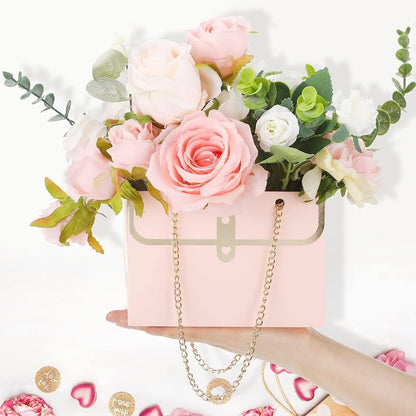LONG XIN SERIES 12PCS Pink Cardboard Wrapping Gift Bags for Bouquets